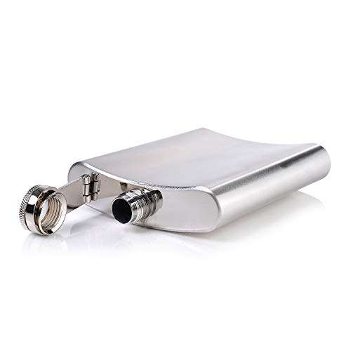 AUGEN Hip Flask Stainless Steel Leak Proof Silver 7oz (210ml) Liquor Pocket Flasks or Alcoholic Beverage Holder Set with Two Shot Glasses and Funnel Gift Set - Image 4