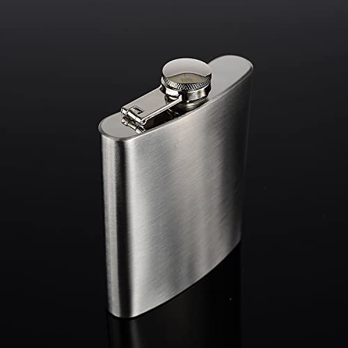 AUGEN Hip Flask Stainless Steel Leak Proof Silver 7oz (210ml) Liquor Pocket Flasks or Alcoholic Beverage Holder Set with Two Shot Glasses and Funnel Gift Set - Image 5