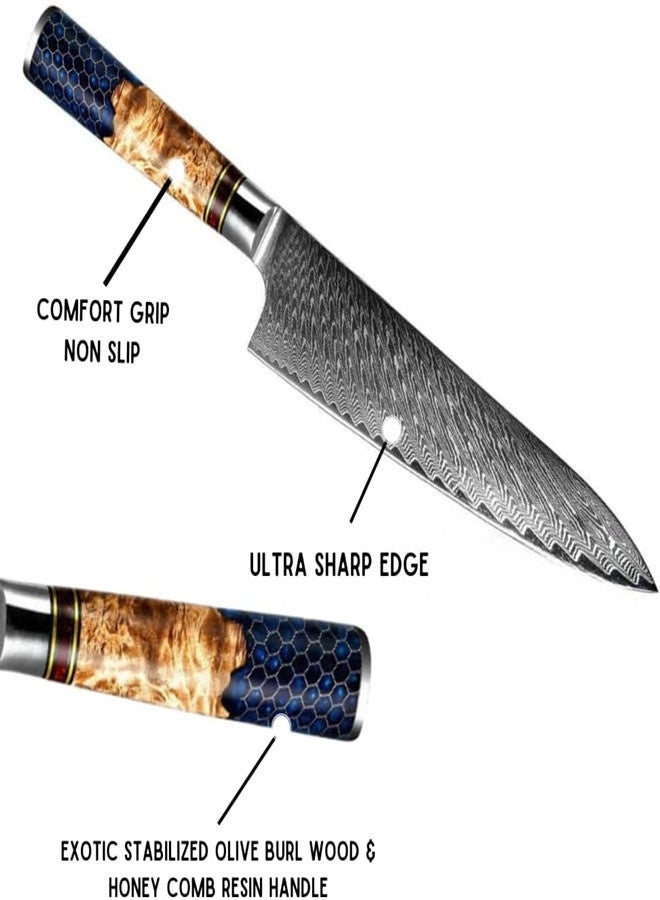 Osowake Super Sharp Professional Chef's Knife with Sheath , 8 Inch Chef's Knives , Japanese High Carbon Stainless Steel Damascus , VG 10 ,Best Kitchen Knives - Image 5