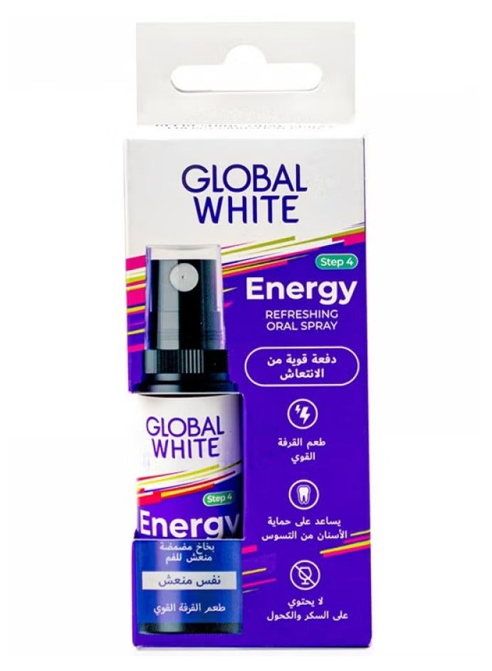 GLOBAL WHITE White Energy Cinnamon Mouthwash Spray 15ml - Lasting Freshness and Cavities Fighter - Image 1