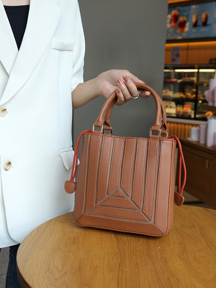 Stitching Colored Foreign Style Trendy Portable Small Square Bag Niche Design High-End Fashion All-Match Shoulder Crossbody Bag - Image 5