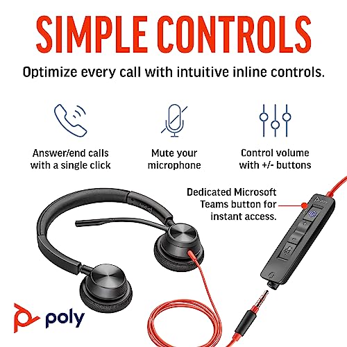 Poly Blackwire 3325 Wired Headset (Plantronics) – Flexible Microphone Boom – Hi-fi Stereo - PC/Mac/Mobile - Certified for Microsoft Teams - Amazon Exclusive - Image 3