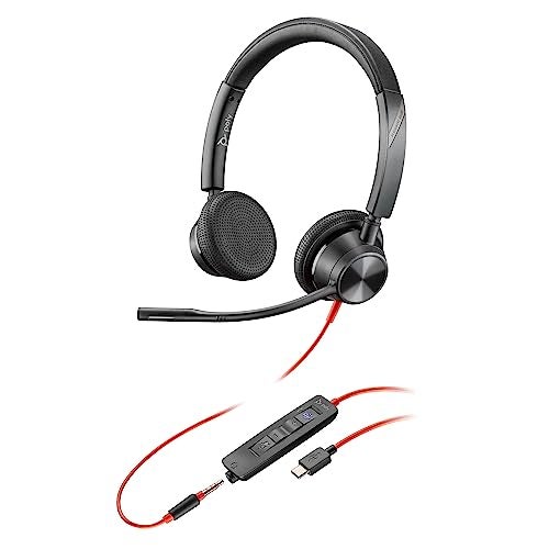 Poly Blackwire 3325 Wired Headset (Plantronics) – Flexible Microphone Boom – Hi-fi Stereo - PC/Mac/Mobile - Certified for Microsoft Teams - Amazon Exclusive - Image 1