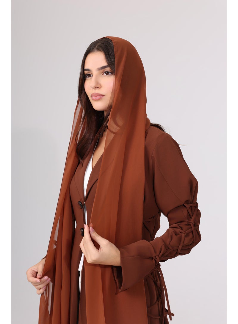 اكسا عباية بتصميم بليزر وأكمام ربطة - Image 3