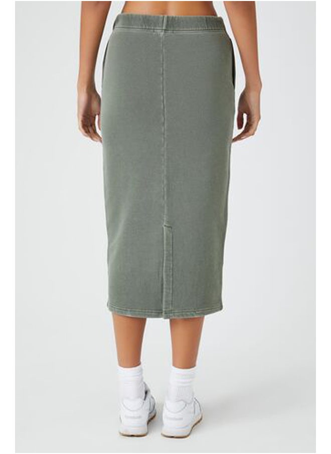 FOREVER 21 Fleece Mineral Wash Midi Skirt  - Image 4