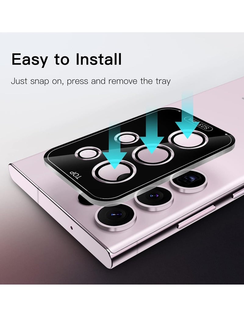 Raxoom Camera Lens Protector for Samsung Galaxy S23 Ultra 5G 6.8-Inch, 9H Tempered Glass Metal Individual Ring Cover, Easy Installation Tray, HD Clear, Set of 5 (Lavender) - Image 4