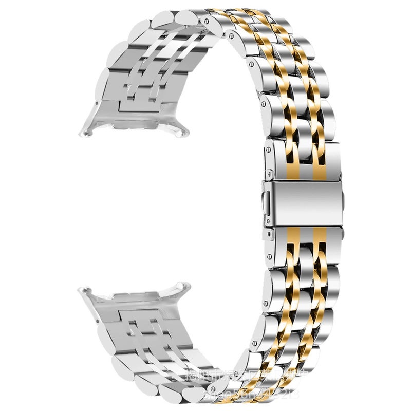AD Rose Gold Stainless Steel Link Smartwatch Band Compatible with Samsung Galaxy Watch 8 Classic with Adjustable Fit Replacement Strap for Daily Wear - Image 4