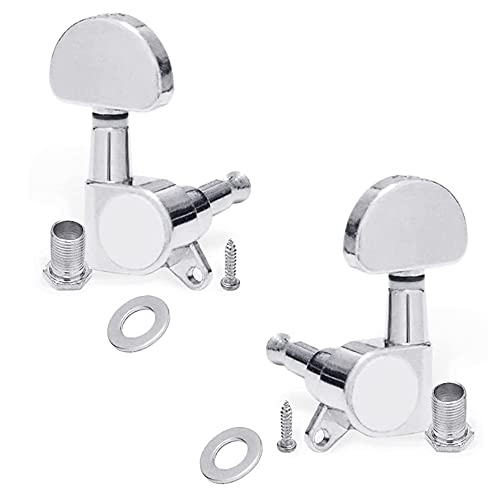 TECHBLAZE Guitar Tunning Keys 1 Left+1 Right Side Acoustic Guitar String Tuner Pegs Zinc Alloy Semiclosed Machine Head Tuners for Electric and Acoustic Guitars - Image 1