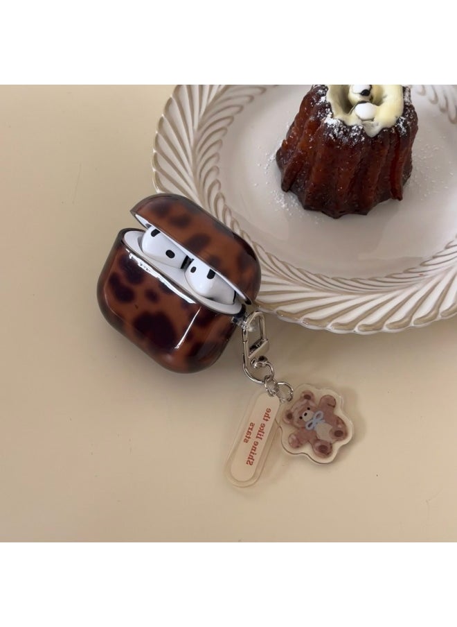Generic - Brown Amber Leopard AirPods Pro For Apple Bluetooth Earphone Case 2/3/4 Generation Cartoon Protective Case For Women-Color:Brown Amber Leopard Print + Pendant-Applicable Models:AirPods 4(2024) - Image 1