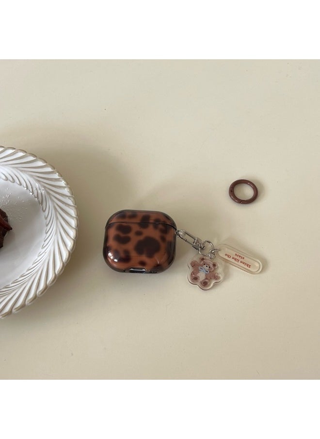 Generic - Brown Amber Leopard AirPods Pro For Apple Bluetooth Earphone Case 2/3/4 Generation Cartoon Protective Case For Women-Color:Brown Amber Leopard Print + Pendant-Applicable Models:AirPods 4(2024) - Image 1