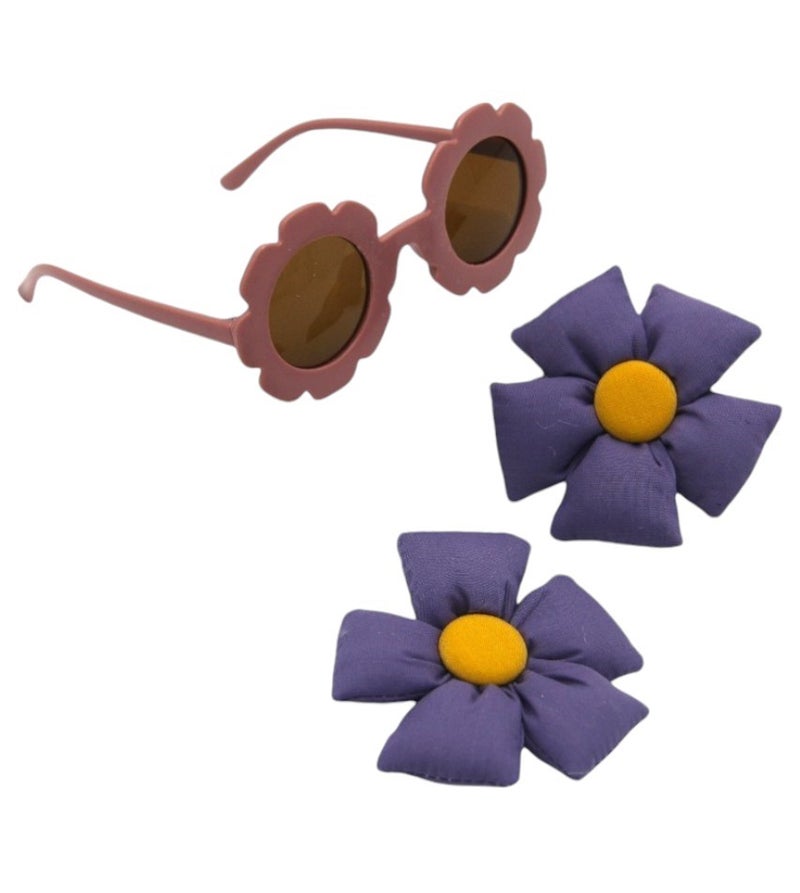 D'Daniela Aida Glasses and Flower Shaped Clip Set For Babies and Girls - Violet - Image 1