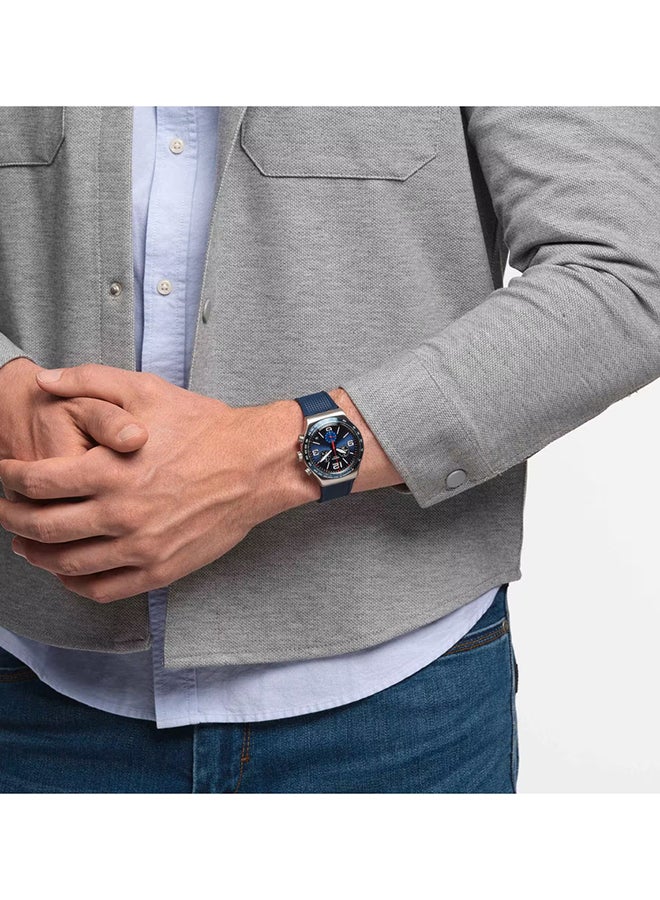 Swatch ساعة يونيكس من الفولاذ المقاوم للصدأ كوارتز بشبكة زرقاء - Image 5