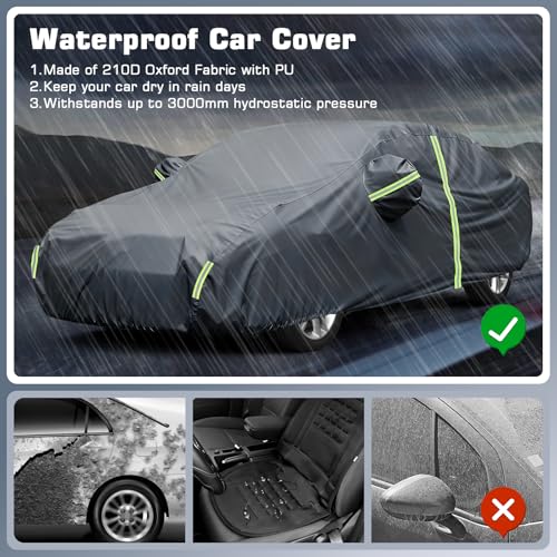 JAOGAUS Car Cover for 2011-2025 Hyundai Elantra | 2011-2025 VW Jetta, All Weather Custom-fit Waterproof Cover with Zipper Door & Windproof Bands for Sun UV Rain Dust Snow Wind Protection Scratch Resistant - Image 4