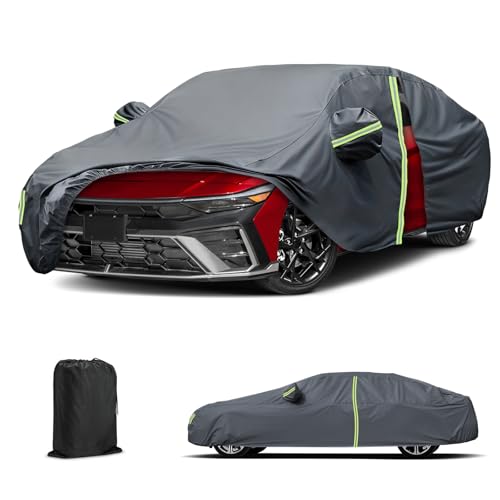 JAOGAUS Car Cover for 2011-2025 Hyundai Elantra | 2011-2025 VW Jetta, All Weather Custom-fit Waterproof Cover with Zipper Door & Windproof Bands for Sun UV Rain Dust Snow Wind Protection Scratch Resistant - Image 1
