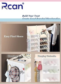 Rcan Portable Shoe Rack Organizer 18-Cube DIY Shoe Cabinet White Stackable Closet Shoe Box Storage Cabinet Expandable Standing Rack Stand Space Saver for Entryway Bedroom and Hallway Shoe Cabinet  - Image 4