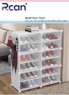 Rcan Portable Shoe Rack Organizer 18-Cube DIY Shoe Cabinet White Stackable Closet Shoe Box Storage Cabinet Expandable Standing Rack Stand Space Saver for Entryway Bedroom and Hallway Shoe Cabinet  - Image 2