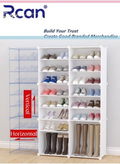 Rcan Portable Shoe Rack Organizer 18-Cube DIY Shoe Cabinet White Stackable Closet Shoe Box Storage Cabinet Expandable Standing Rack Stand Space Saver for Entryway Bedroom and Hallway Shoe Cabinet  - Image 5
