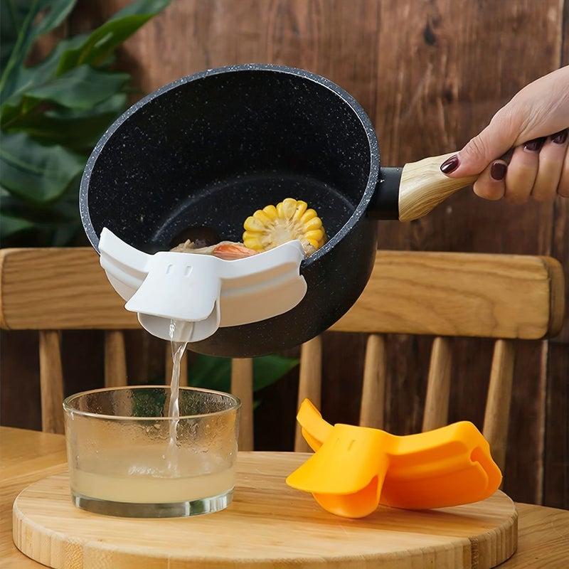 Gray Kitchen Funnel With Duckbill Pour Deflector And Round Edge Non Spill For Pots Pans Soup Transfer Frying And Boiling - Image 2