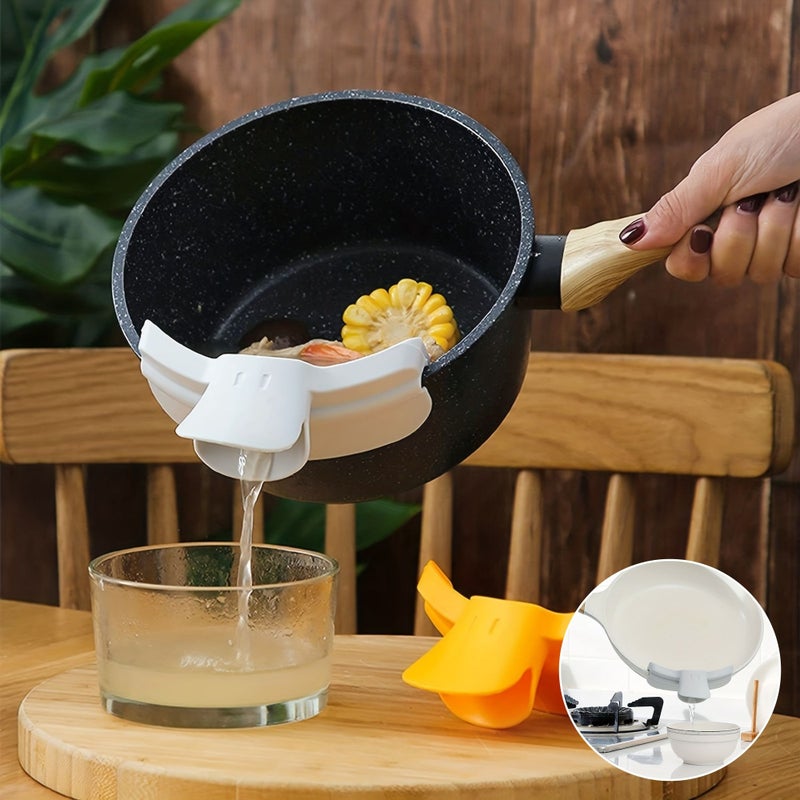 Gray Kitchen Funnel With Duckbill Pour Deflector And Round Edge Non Spill For Pots Pans Soup Transfer Frying And Boiling - Image 1