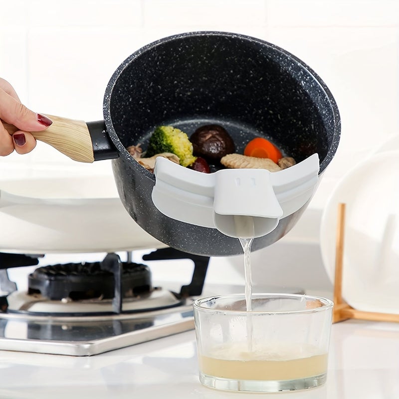 Gray Kitchen Funnel With Duckbill Pour Deflector And Round Edge Non Spill For Pots Pans Soup Transfer Frying And Boiling - Image 3