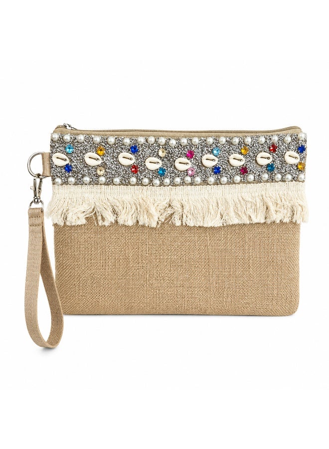 Women's bohemian style handbag embroidered with beads and shells, with a practical and elegant design for everyday use. - Image 2
