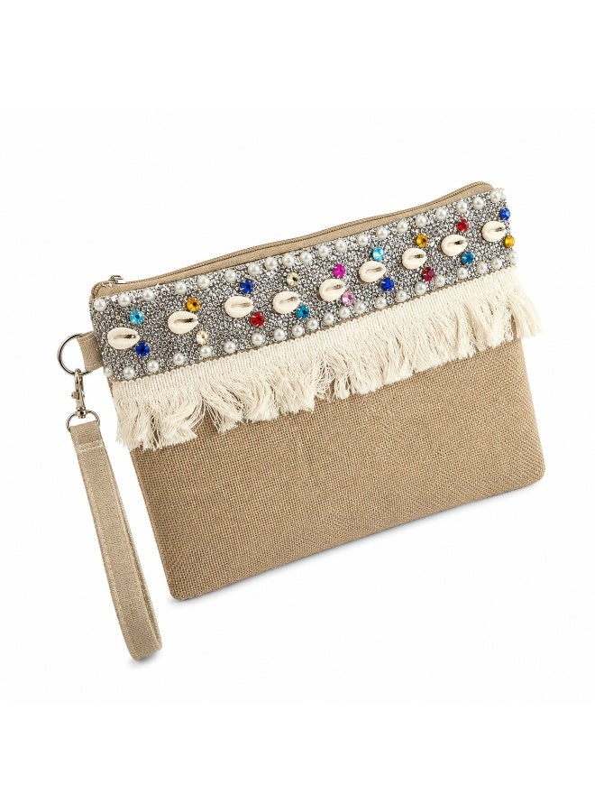 Women's bohemian style handbag embroidered with beads and shells, with a practical and elegant design for everyday use. - Image 3