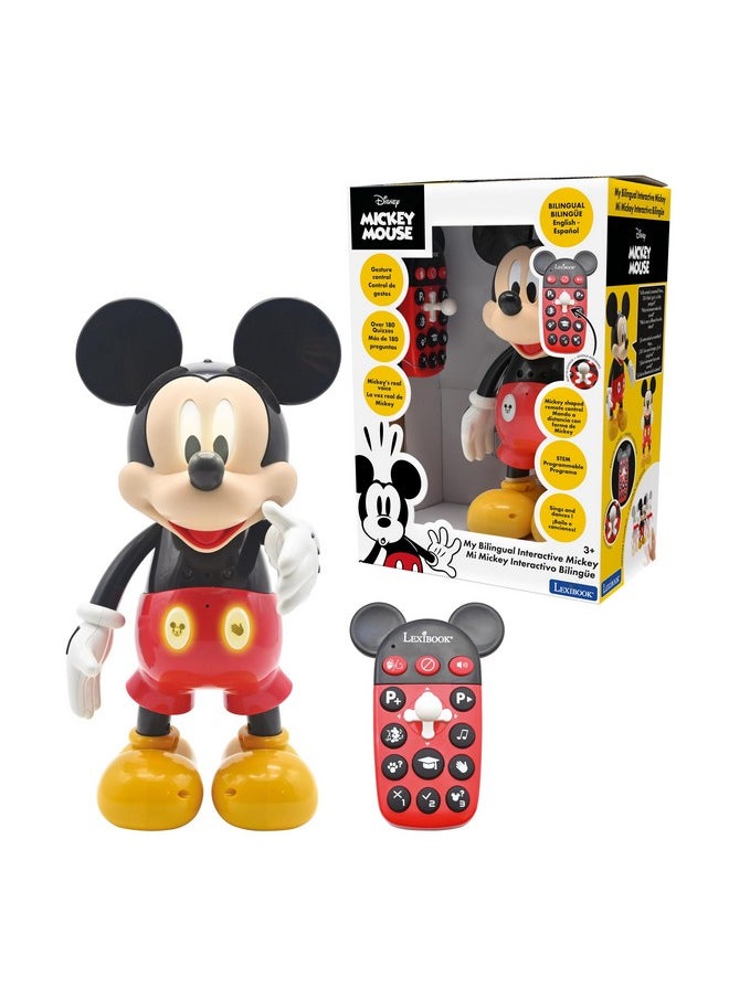 Lexibook LEXiBOOK - Disney - Bilingual Mickey Robot - English/Spanish, 100 Educational quizzes, Light Effects, Dance, programmable, Articulated, Black/red - MCH01i2  - Image 1