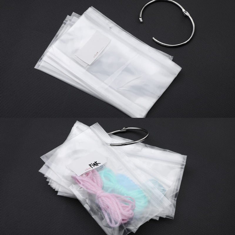 Geyee Floss Organizer Bags with 2 Inch Loose Leaf Binder Ring Clips for Index Cards, Embroidery Floss Storage Book Metal Rings for Thread Flash Cards(200 Pcs) - Image 4