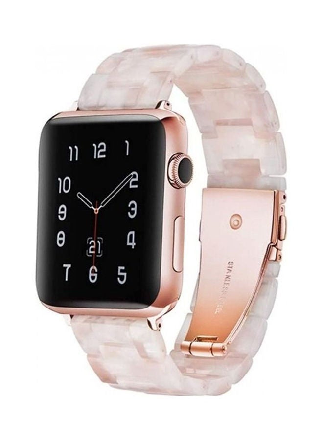 NIBEMINENT Marble Resin Bracelet Band For Apple Watch SE Series 42/44mm Pink/White - Image 1