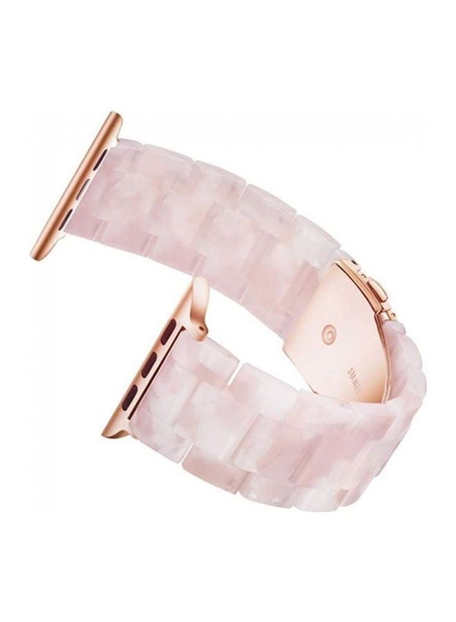 NIBEMINENT Marble Resin Bracelet Band For Apple Watch SE Series 42/44mm Pink/White - Image 3
