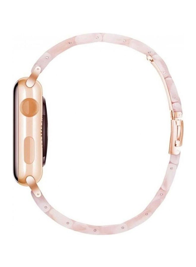 NIBEMINENT Marble Resin Bracelet Band For Apple Watch SE Series 42/44mm Pink/White - Image 4