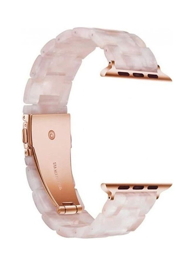 NIBEMINENT Marble Resin Bracelet Band For Apple Watch SE Series 42/44mm Pink/White - Image 5