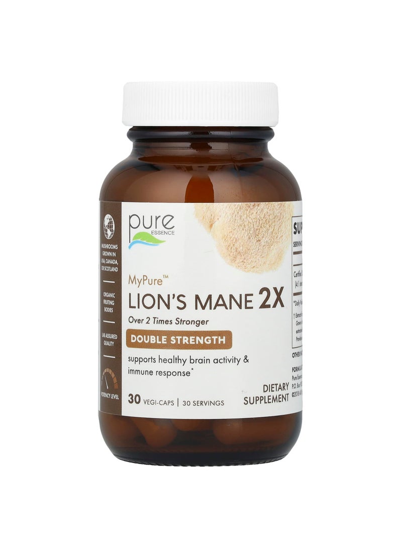 Pure Essence MyPure™, Lion's Mane 2X, 500 mg, 30 Vegi-Caps