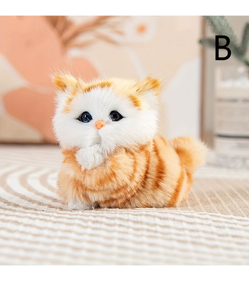 Adorable Miniature Kitten Ornaments Lifelike Plush Crossed Legs Ideal Gift for Cat Lovers Black and White - Image 5