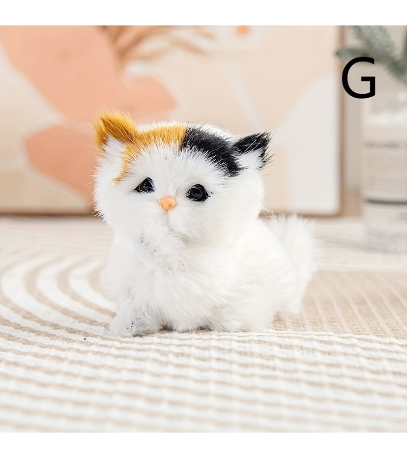 Adorable Miniature Kitten Ornaments Lifelike Plush Crossed Legs Ideal Gift for Cat Lovers Black and White - Image 3