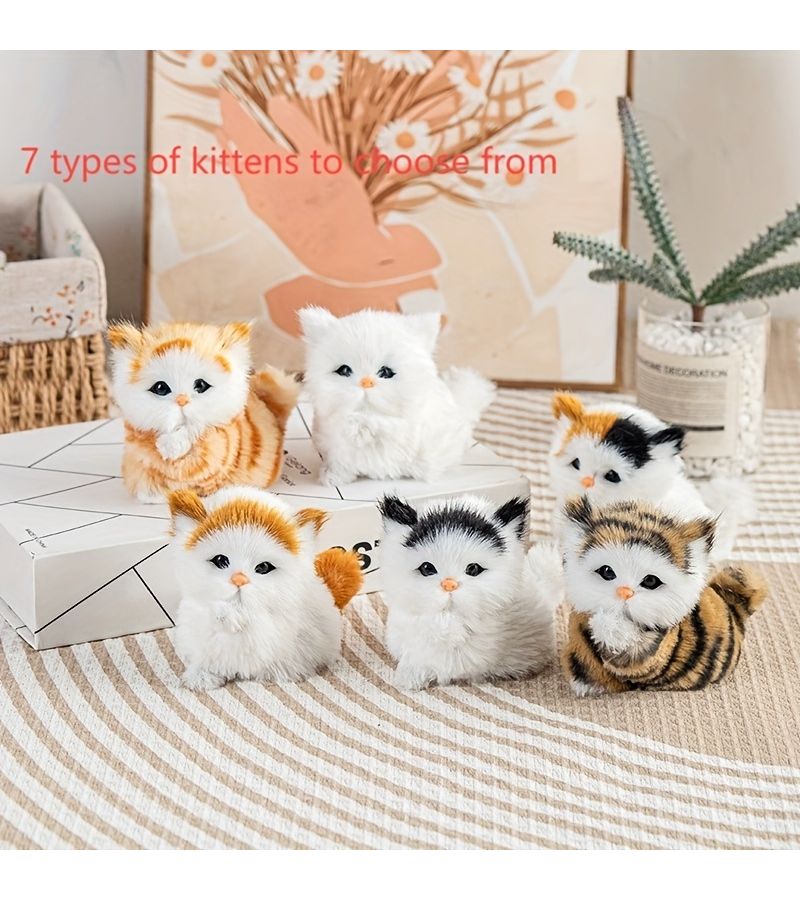 Adorable Miniature Kitten Ornaments Lifelike Plush Crossed Legs Ideal Gift for Cat Lovers Black and White - Image 1