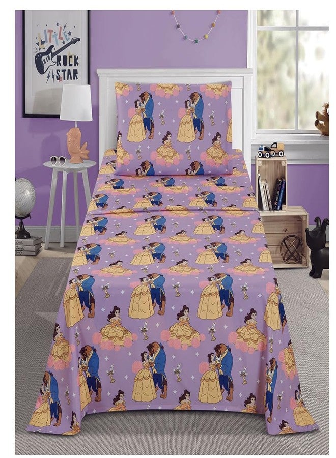 Jay Franco Twin Size Sheet Set 3 Pieces Kids Set (Beauty & The Beast), Pink, Black, JF14545 - Image 3