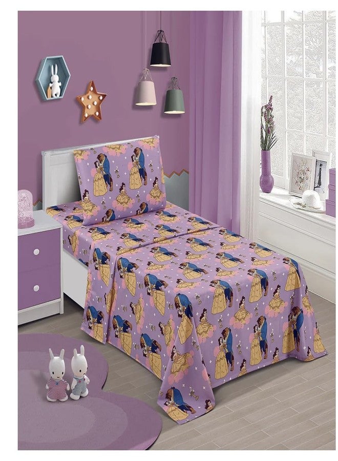 Jay Franco Twin Size Sheet Set 3 Pieces Kids Set (Beauty & The Beast), Pink, Black, JF14545 - Image 4