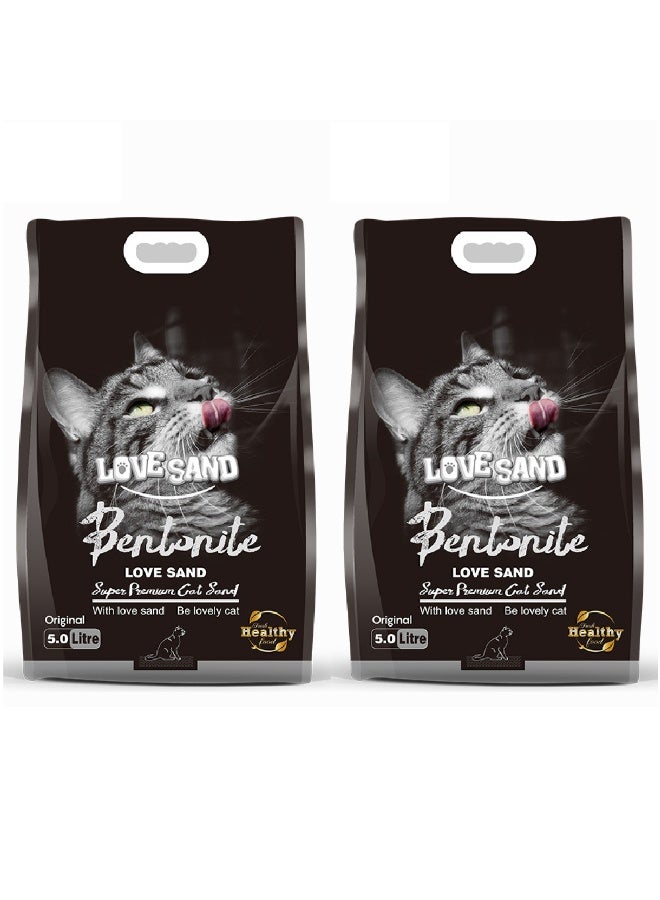 Bentonite Cat Litter - Fast Clumping, Ultra Absorbent, Low Dust, Fresh Scented, Odor Control, 5L, 2 Pack - Image 1