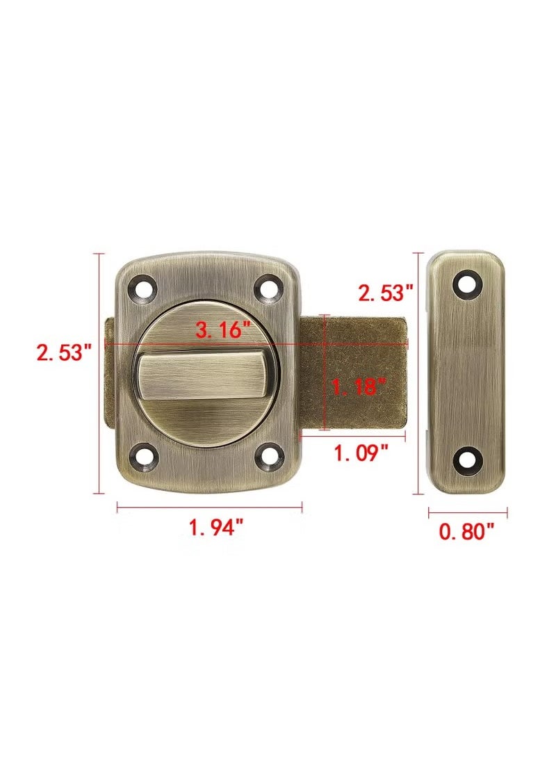 Generic Rotate Bolt Latch Gate Latches Safety Door Lock,Pet Door Lock, Bathroom,Cabinet Furniture,Windows,Antique Lock Gate Latches Wine Cabinet Closet Door Latches (Bronze)  - Image 2
