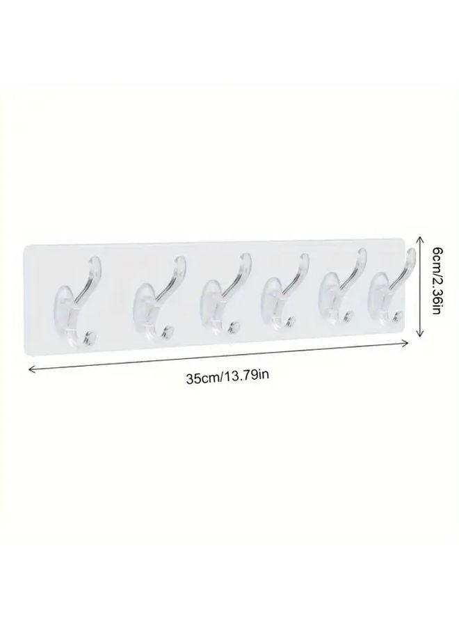 Transparent Wall Mount Organizer 6 Hooks Easy Install Space Saving for Bathroom Kitchen - Image 1