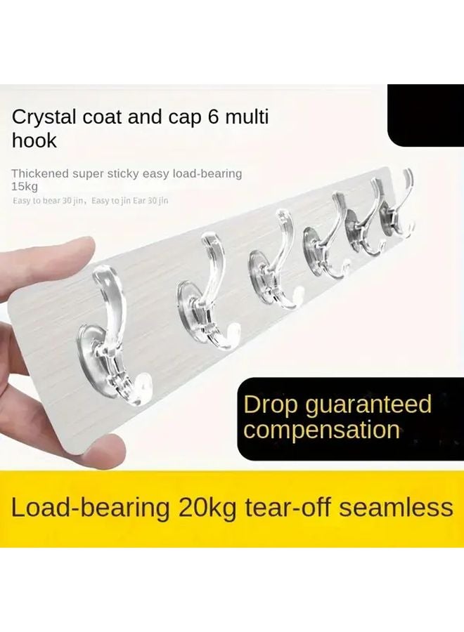 Transparent Wall Mount Organizer 6 Hooks Easy Install Space Saving for Bathroom Kitchen - Image 5