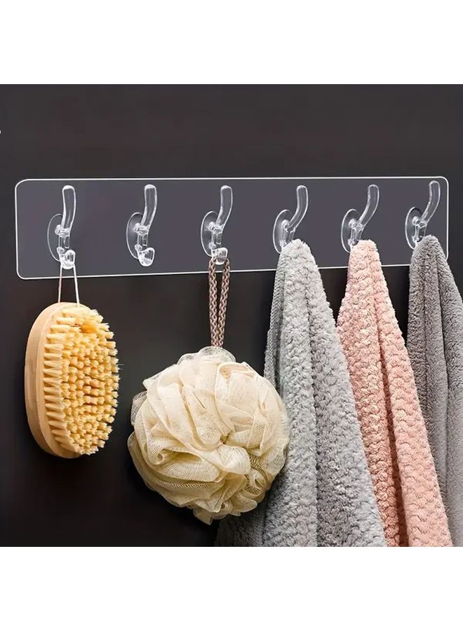 Transparent Wall Mount Organizer 6 Hooks Easy Install Space Saving for Bathroom Kitchen - Image 2