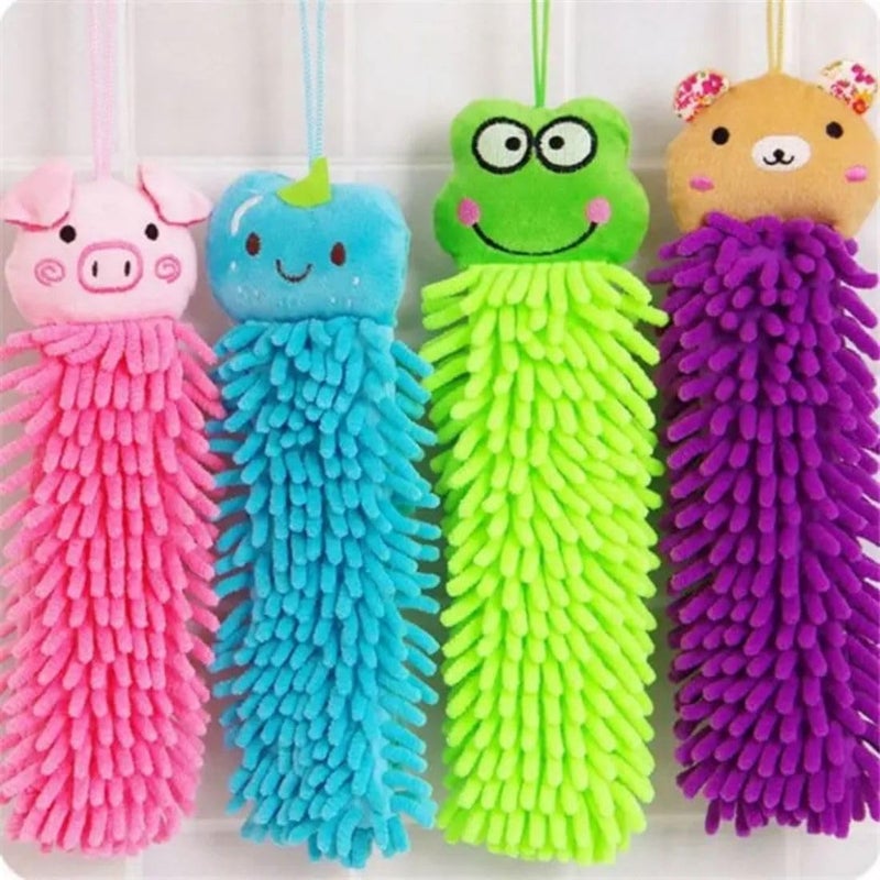 Yeipis YEIPIS Home Microfiber Wash Basin Hanging Hand Kitchen Towel Napkin with Ties Cute Animal Hand Towels Set (3) - Image 1