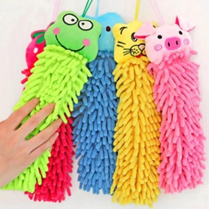 Yeipis YEIPIS Home Microfiber Wash Basin Hanging Hand Kitchen Towel Napkin with Ties Cute Animal Hand Towels Set (3) - Image 4