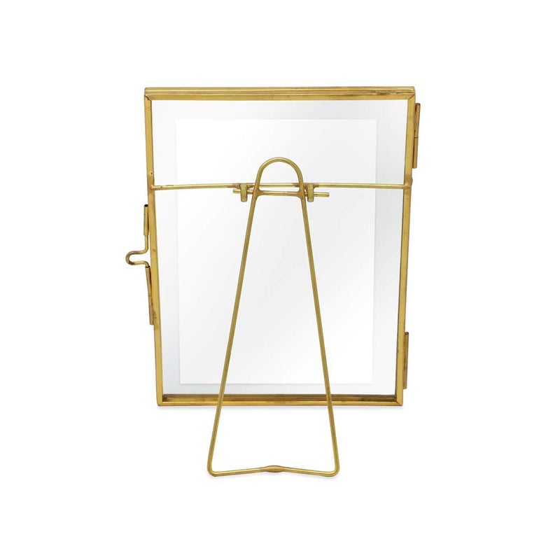 Isaac Jacobs 4x6, Antique Gold, Vintage Style Brass and Glass, Metal Floating Picture Frame (Vertical) with Locket Closure, for Photos, Art, & More, Tabletop Display (4x6 Antique Gold) - Image 2