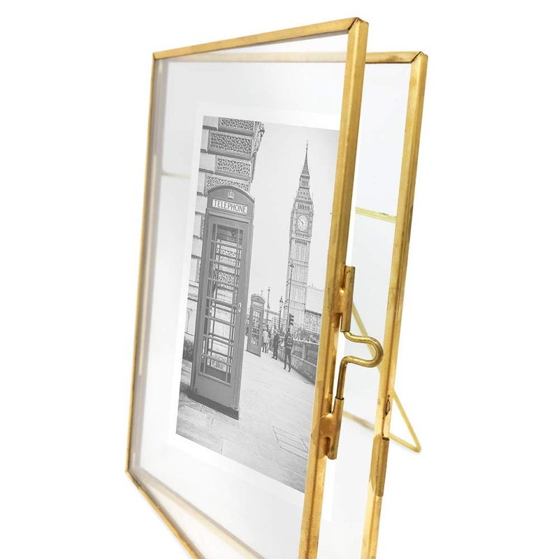 Isaac Jacobs 4x6, Antique Gold, Vintage Style Brass and Glass, Metal Floating Picture Frame (Vertical) with Locket Closure, for Photos, Art, & More, Tabletop Display (4x6 Antique Gold) - Image 5