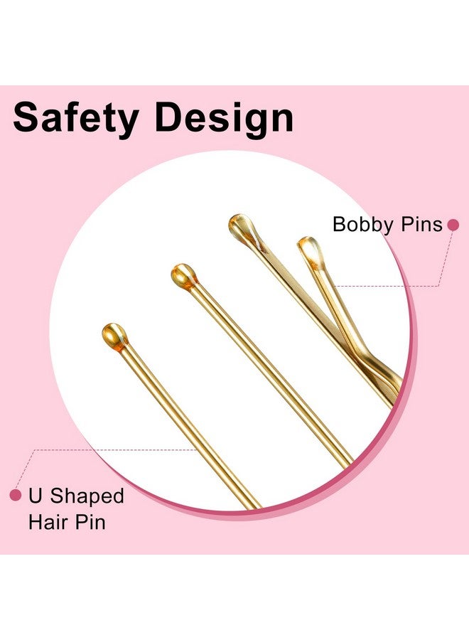 TsMADDTs Hair Pins, 100PCS Bobby Pins Blonde Hair, 100PCS Bun Hair Pins for Women, U Shaped Hair Pins for Buns with Box, 2.4 Inch & 2 Inch - Image 4