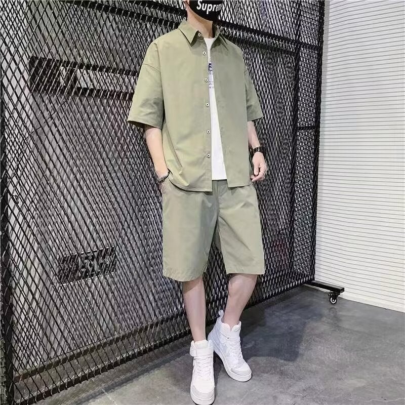 Mens Casual Shirt Shorts Set Summer Trend Red - Image 5