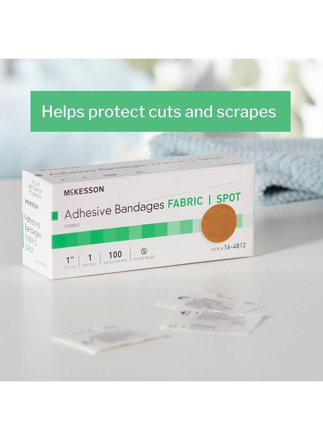 McKesson Adhesive Bandages, Sterile, Fabric Spot, 1 in, 100 Count, 1 Pack - Image 2